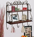 Wooden & Iron 2 Shelf Book/ Kitchen Rack With Cloth/Key Hanger - WoodenTwist