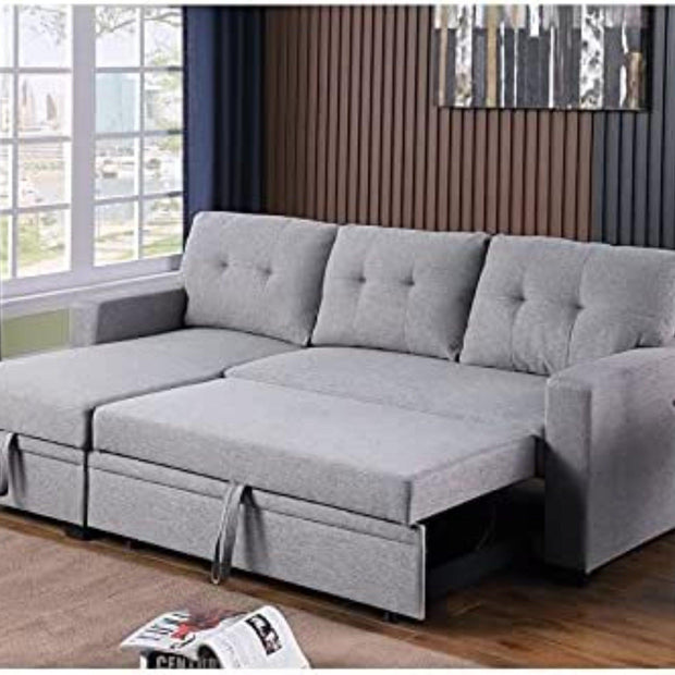 L-Shape Sectional Sleeper Sofa Cum Bed 5 Seater - WoodenTwist