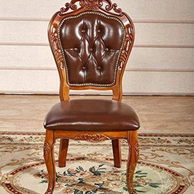 Wooden Twist Precious Hand Carved Royal Look Dining Chair - Brown