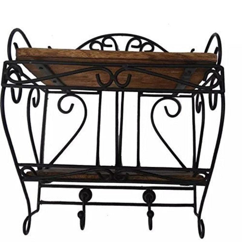 Wooden & Iron Beautiful Design Set Top Box Wall Shelf - WoodenTwist