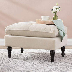 Tufted Stool Footstool Sofa Couch for Living Room Bedroom Office - WoodenTwist