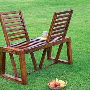 Wooden Moveable 2 Seater Patio Chairs (Sheesham Wood) - WoodenTwist