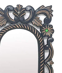 Wooden Antique Oval Shaped Mirror with Key Holder - WoodenTwist