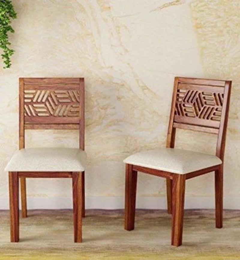 Comfort Seating Cushioned Dining Chair (Teak Finish, Set of 2) - WoodenTwist