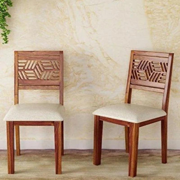 Comfort Seating Cushioned Dining Chair (Teak Finish, Set of 2) - WoodenTwist