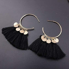 Black Ethnic Sequins Drop Earrings - WoodenTwist