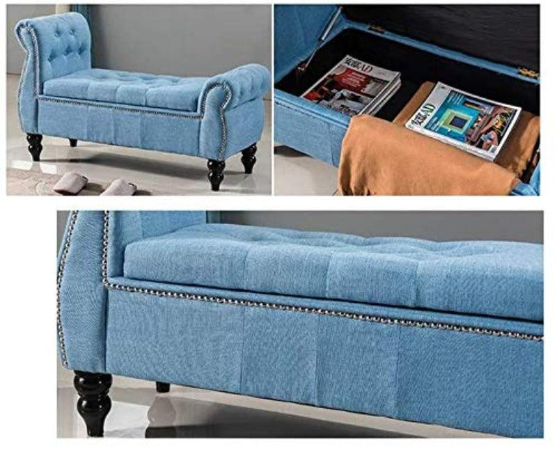 Upholstered Tufted Storage Bench Sofa Footstool Bed End Table for Living Room Bedroom - WoodenTwist