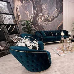 Royal Blue Modern Luxury Sectional Chesterfield Sofa Set 3+1+1 - WoodenTwist