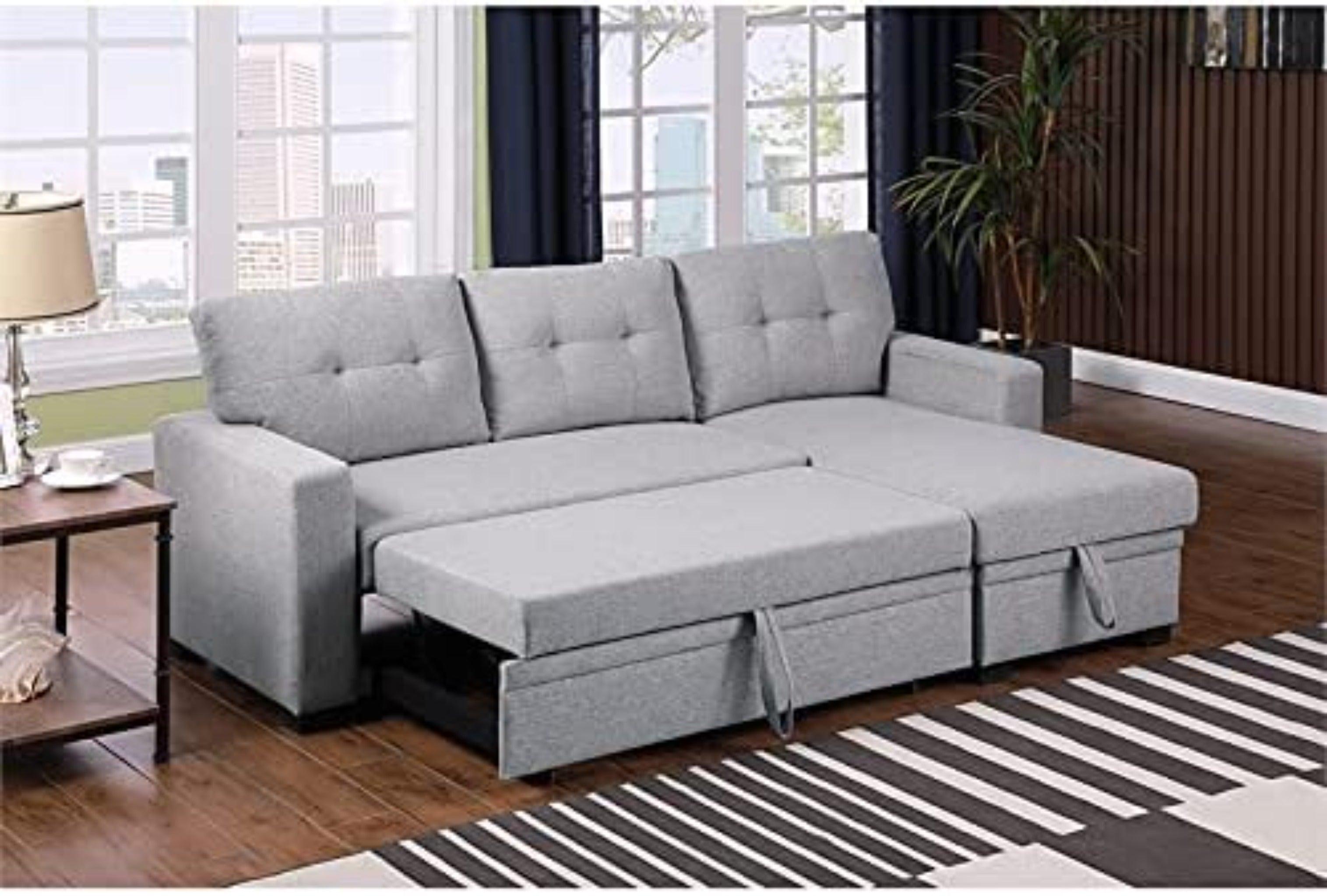 L-Shape Sectional Sleeper Sofa Cum Bed 5 Seater - WoodenTwist