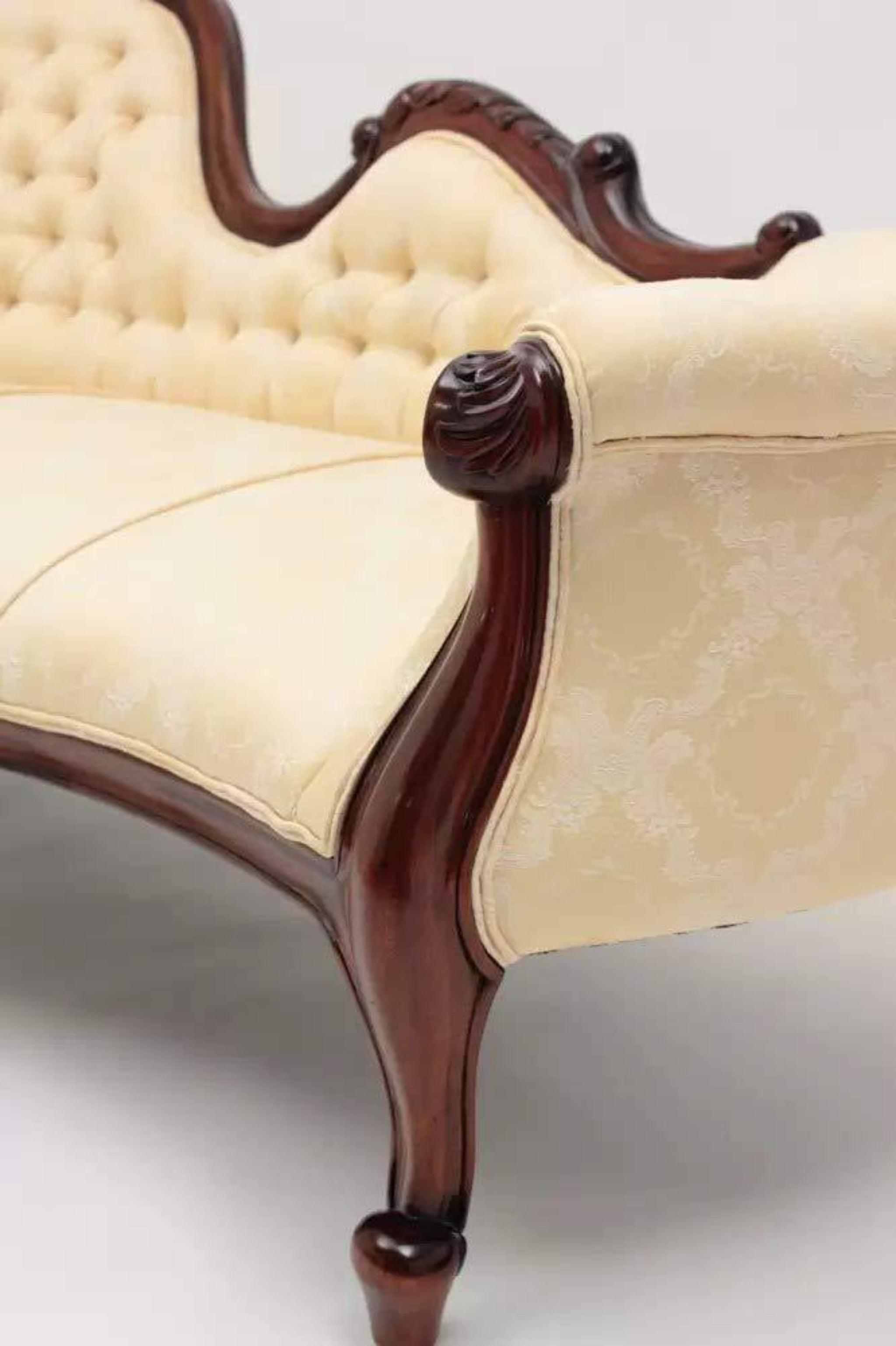 Céleste Teak Wood Chaise Lounge Settee - angle view