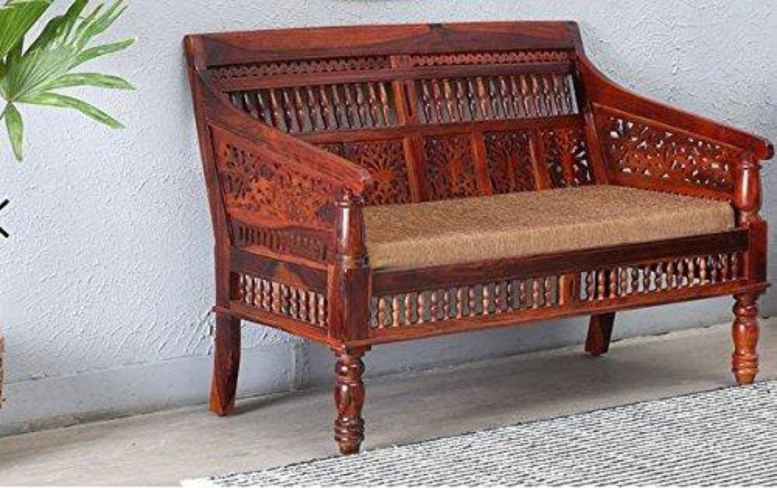 Wooden Intricate Motif Designs Couches (2 Seater Sofa) - WoodenTwist