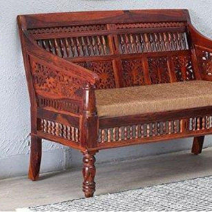 Wooden Intricate Motif Designs Couches (2 Seater Sofa) - WoodenTwist