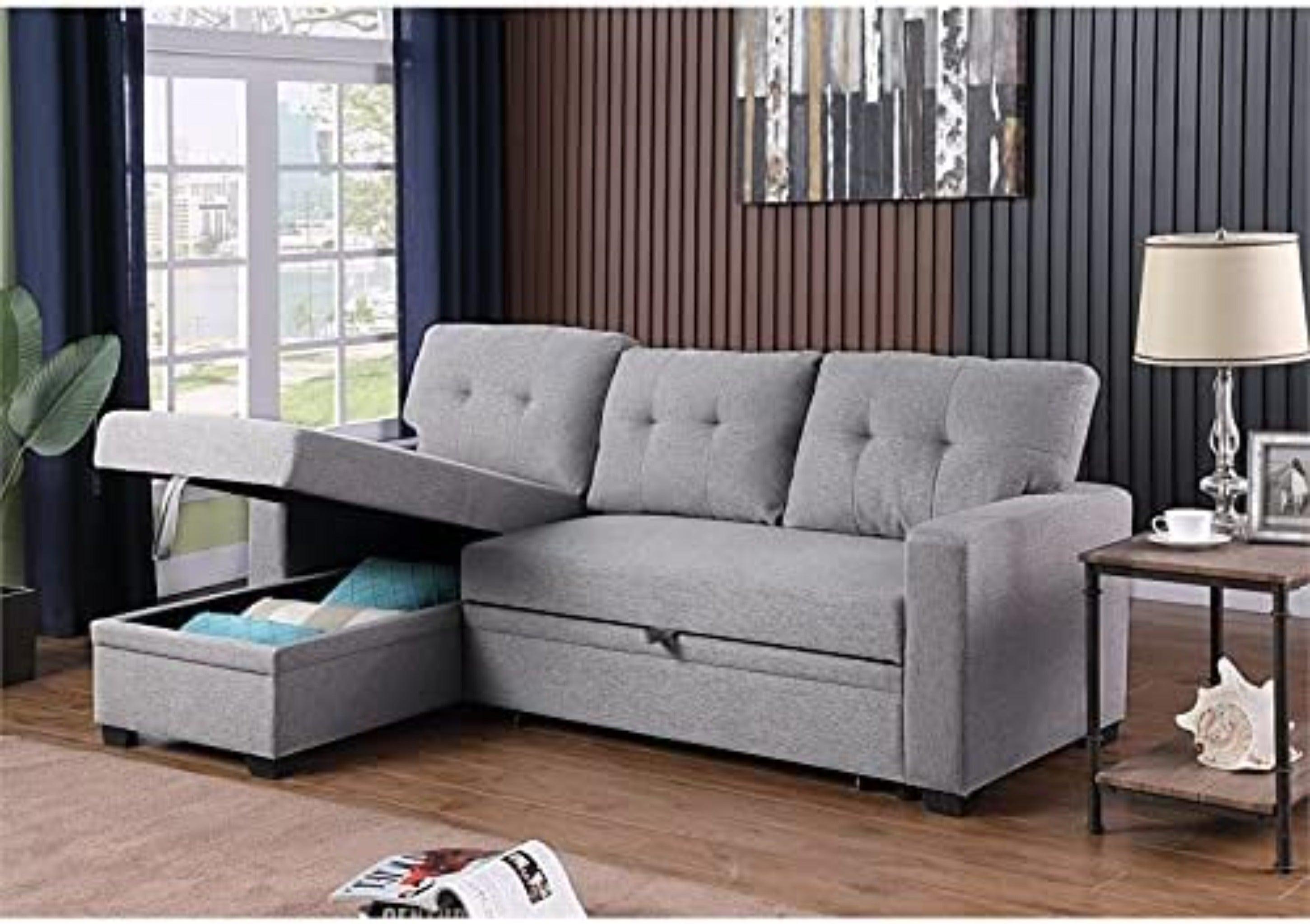 L-Shape Sectional Sleeper Sofa Cum Bed 5 Seater - WoodenTwist