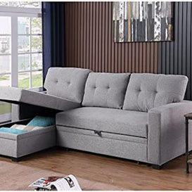 L-Shape Sectional Sleeper Sofa Cum Bed 5 Seater - WoodenTwist
