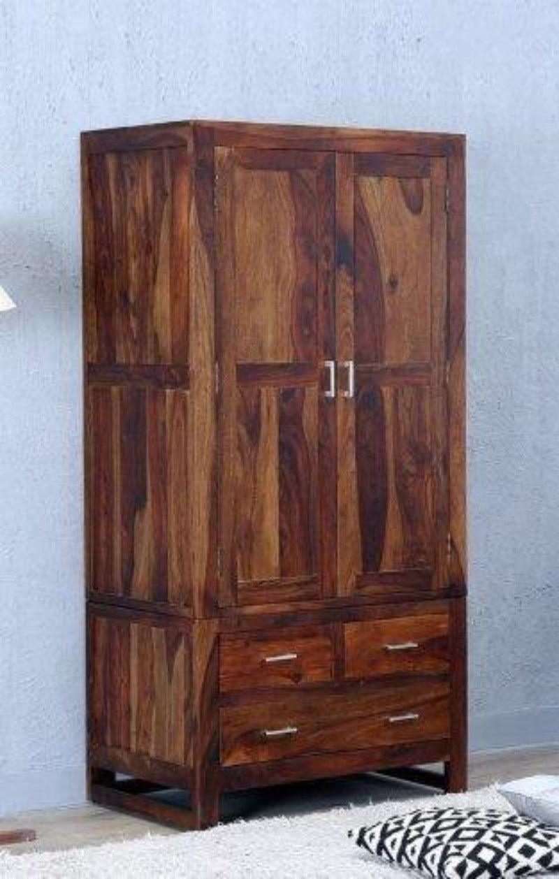 Sheesham Wood Wardrobe - side angle view
