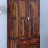 Sheesham Wood Wardrobe - side angle view