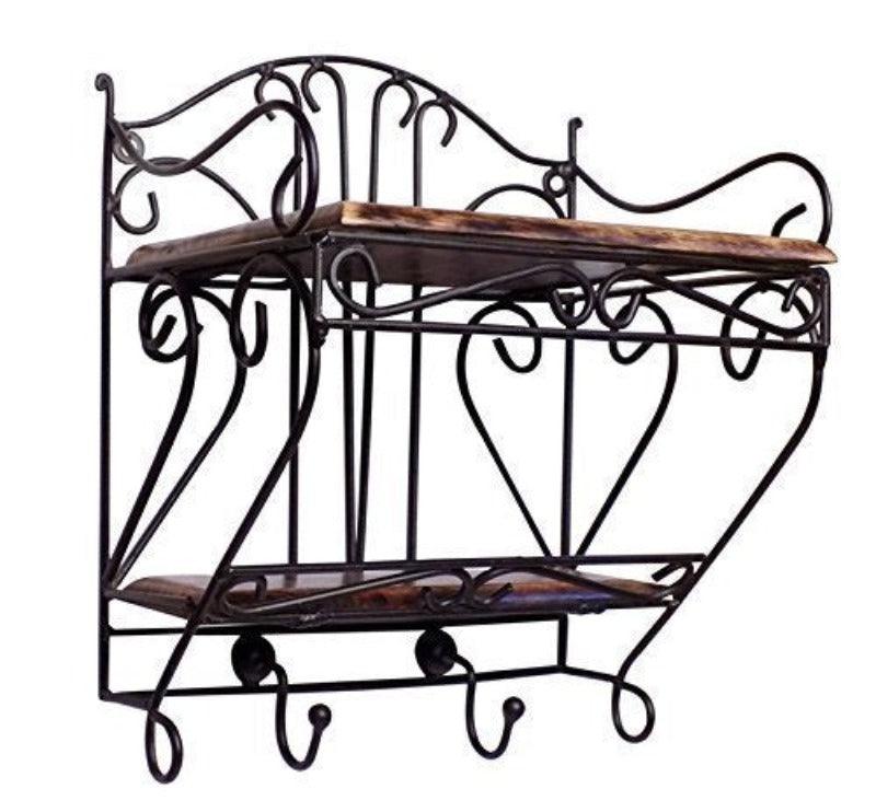 Wooden & Iron Beautiful Design Set Top Box Wall Shelf - WoodenTwist