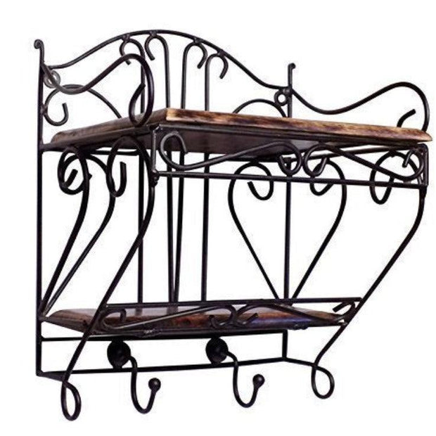 Wooden & Iron Beautiful Design Set Top Box Wall Shelf - WoodenTwist