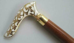 Antique Brass Design Head Handle Vintage Style Wooden Walking Cane Stick - WoodenTwist