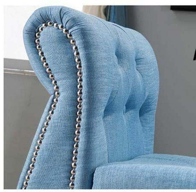 Blue Upholstery, Black Wood Frame