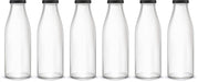 Transparent Glass Bottle Air Tight Cap Black Color - 1000 ML (Set of 6) - WoodenTwist