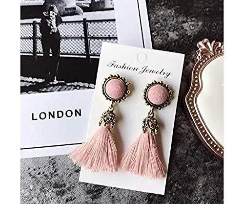 Pink Velvet Fringed Drop Earrings