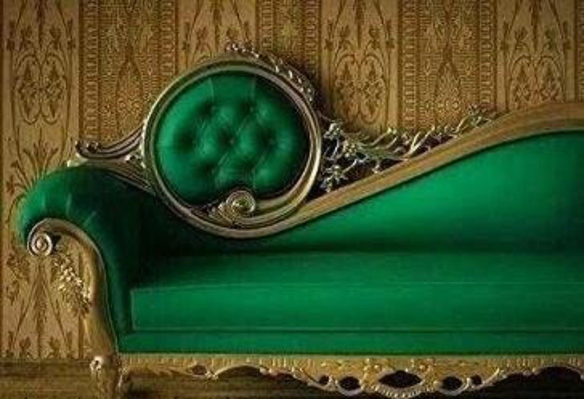 Victorian Style Teak Wood Sofa Couch - upholstery detail