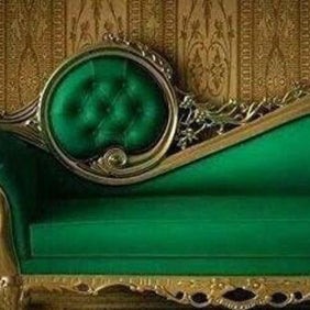 Victorian Style Teak Wood Sofa Couch - upholstery detail