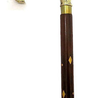 Antique Brass Design Head Handle Vintage Style Wooden Walking Cane Stick - WoodenTwist