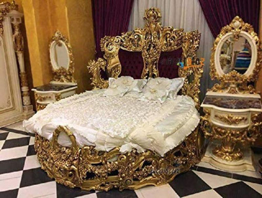carved round bed