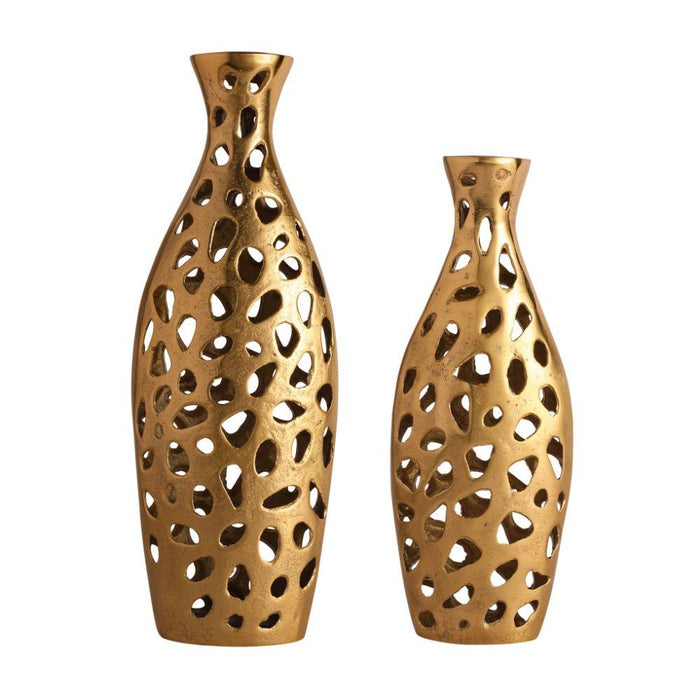 Two&s Company Hinged Flower Vases, Set of 7 - Gold