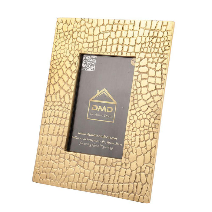 Aiko Photo Frame in Croc Pattern Gold Finish - WoodenTwist