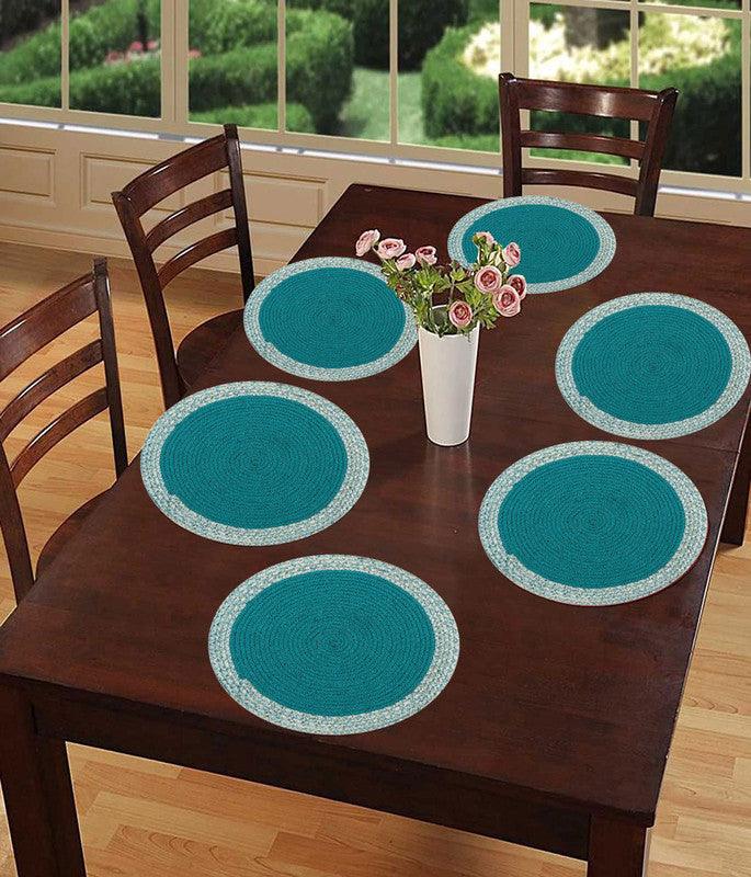 Polyster Round Coaster Set (6 PCS Set) Machine Washable Absorbent - WoodenTwist