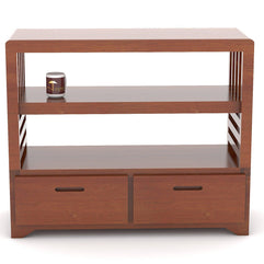 Wooden Twist Pierce Mango Wood TV Unit - Honey Finish, close-up