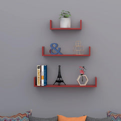 Wooden Handicraft Wall Decor Designer Wall Shelf Pack of 3 - WoodenTwist