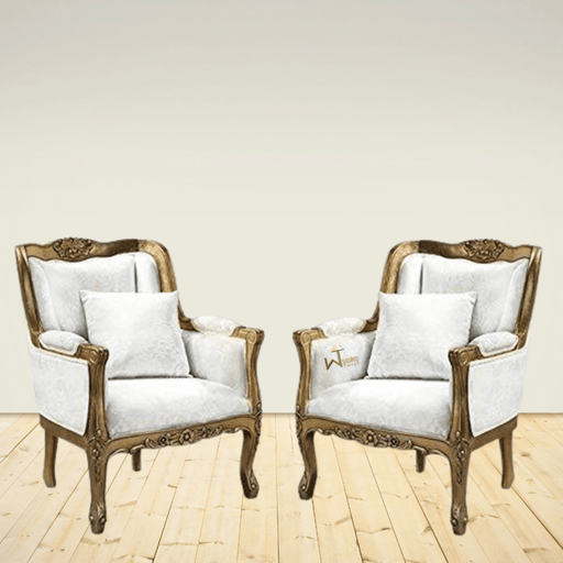 Royal Look Chair with Armrest Single Seater Sofa Chair (Set of 2)