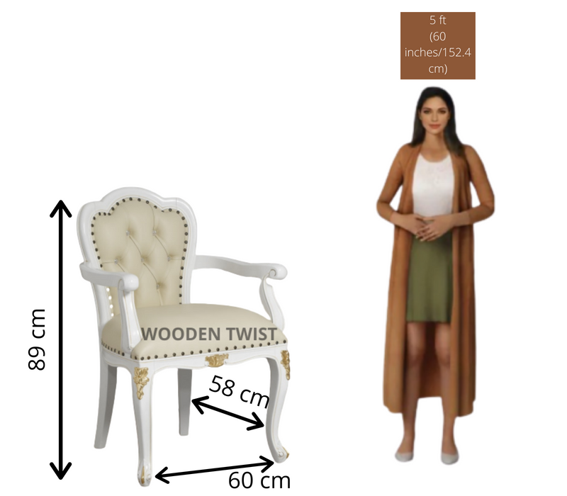 Sessel Sheesham Wood Arm Chair (White) - WoodenTwist