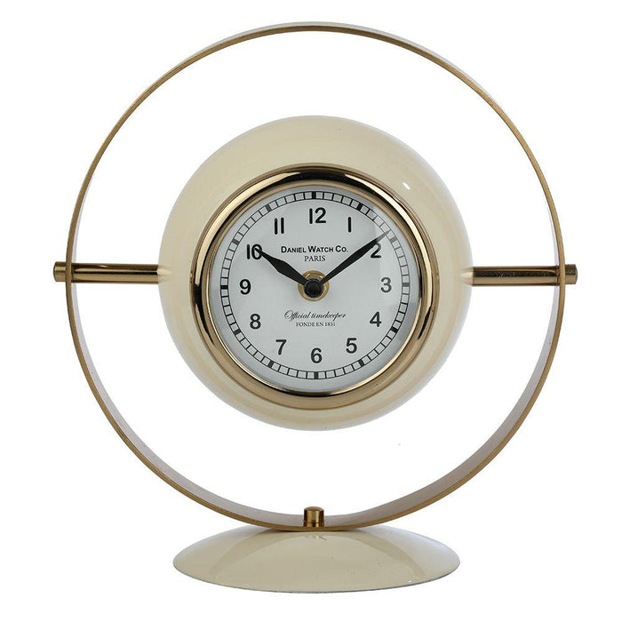 Halo Clock In Ivory Enamle & Gold - WoodenTwist