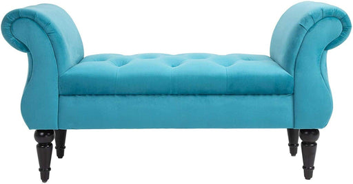 Upholstered Tufted Bench Sofa Couch (Sky Blue) - WoodenTwist
