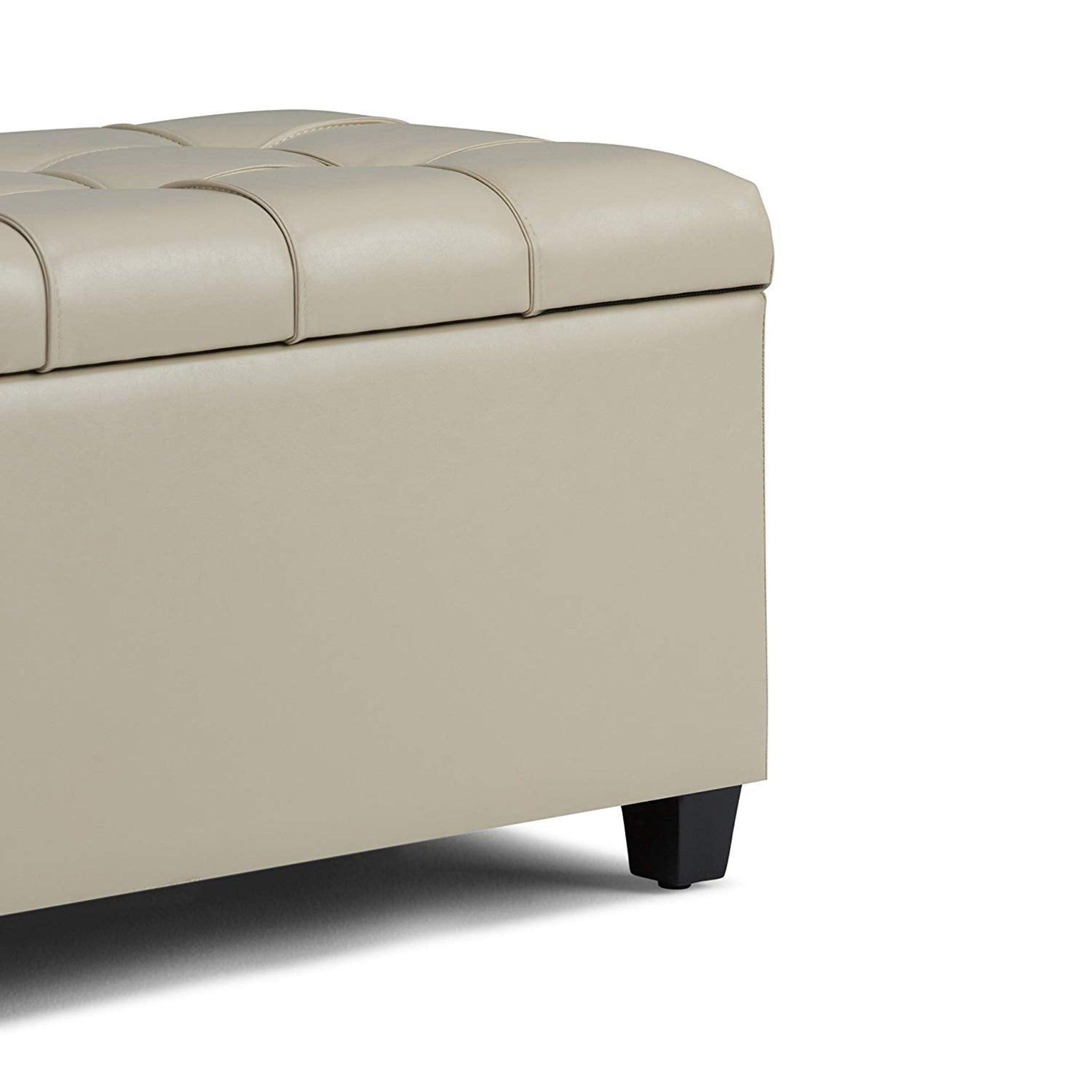 1 Seater Luper Tufted Storage Ottoman Pouffes with Storage Satin (Leatherette) - WoodenTwist