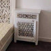 Wooden Handicraft Carved Mango Wood Poster Bed Queen Size (Antique White Finish) - WoodenTwist