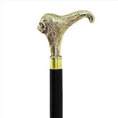 Antique Brass Handle Vintage Style Wooden Walking Cane Stick With Antique Lion Design - WoodenTwist