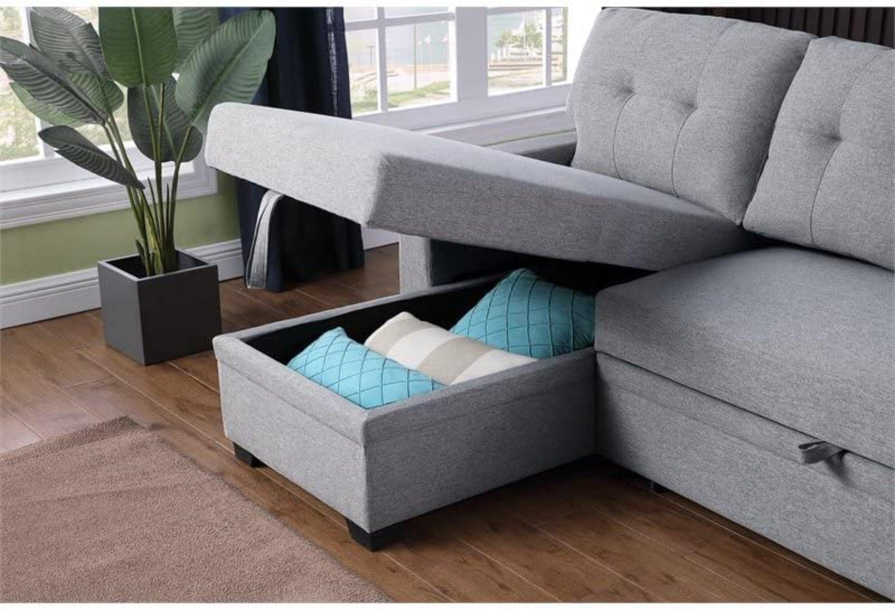 L-Shape Sectional Sleeper Sofa Cum Bed 5 Seater - WoodenTwist