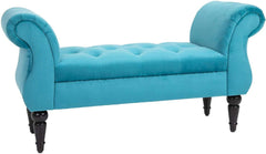 Upholstered Tufted Bench Sofa Couch (Sky Blue) - WoodenTwist