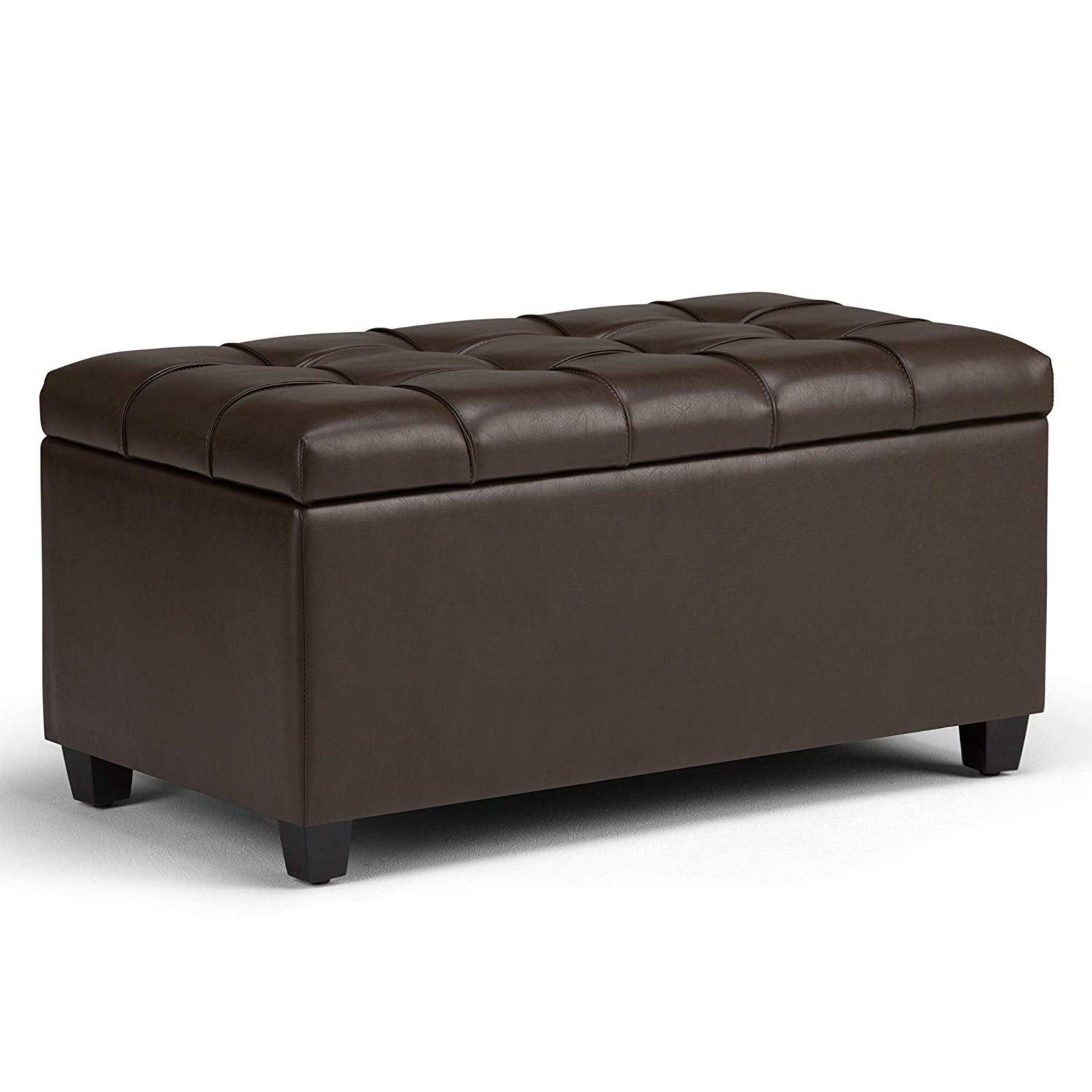 1 Seater Luper Tufted Storage Ottoman Pouffes with Storage Satin (Leatherette) - WoodenTwist