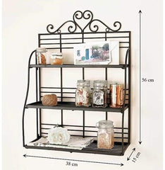 Exclusive 3-Tier Fold-able Shelf Rack Kitchen/Bathroom Counter top - WoodenTwist