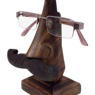Wooden Nose Shaped Spectacle Holder - Angled View