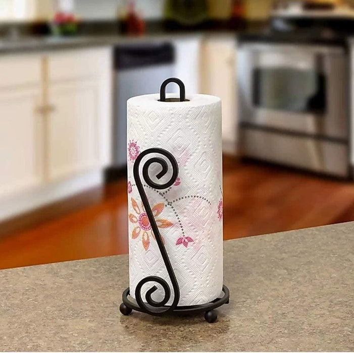Wrought Iron Hierro Kitchen & Toilet Tissue Roll Dispenser Napkin Holder - WoodenTwist