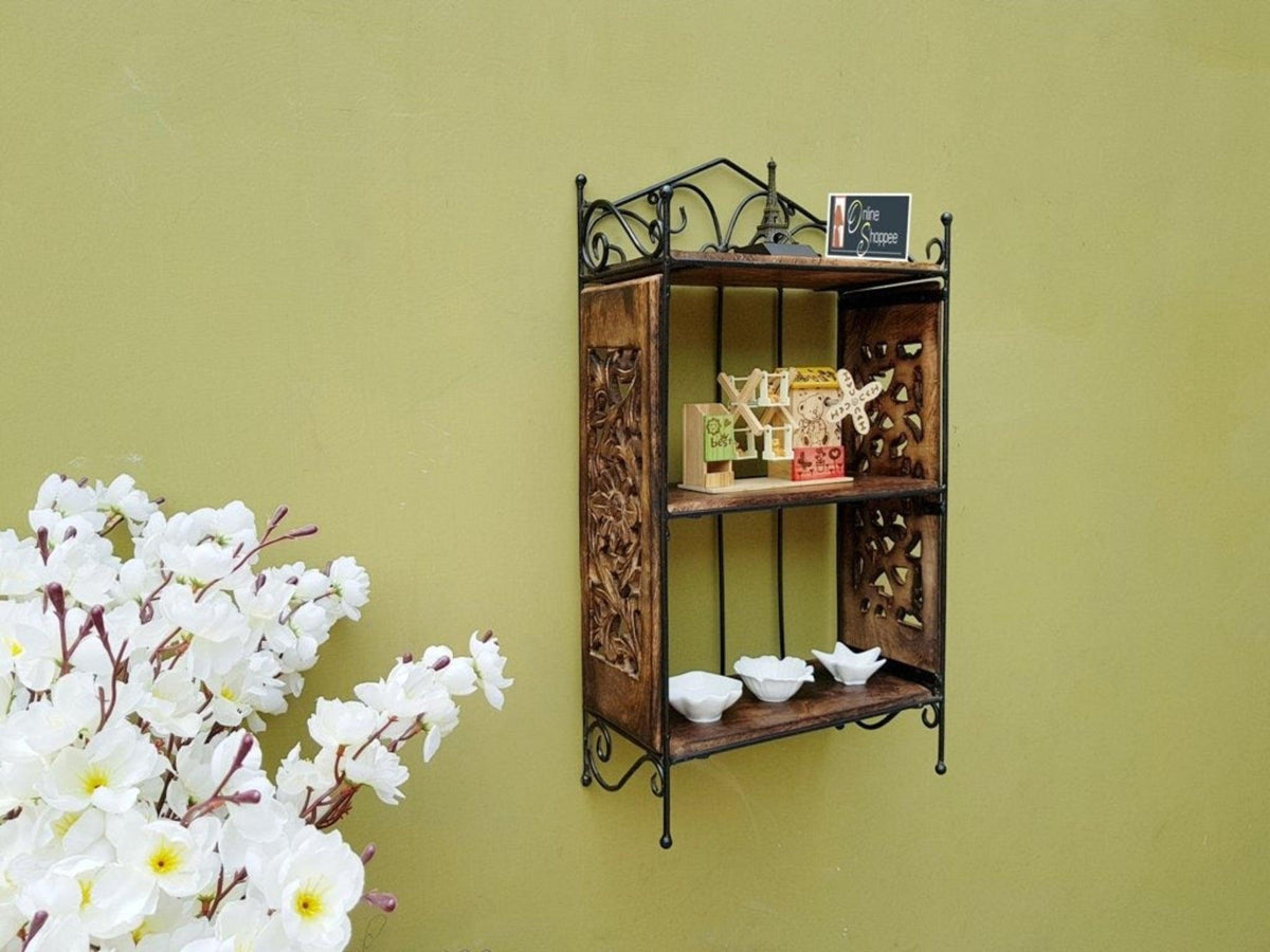A wooden 3 shelf rack that earns its place