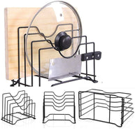 4 Slot Pan and Pot Tawa Plate Rack Holder Organizer (Black) - WoodenTwist